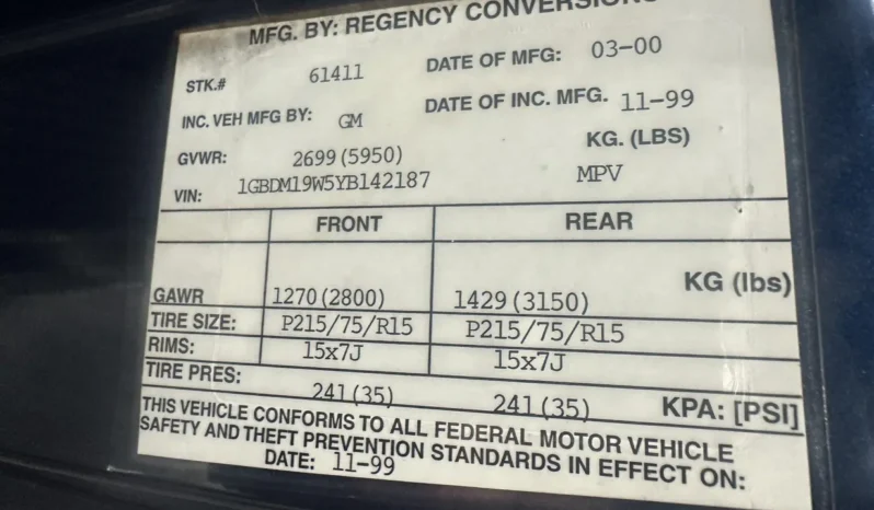 
								2000 Chevrolet Astro Regency Conversion Van full									